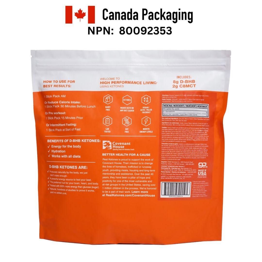Real Ketones Real Ketones MCT & BHB Exogenous Ketones Drink Mix Packets Elevate Keto Electrolytes Powder Packets No Sugar with 4 Main Electrolytes plus Hydrating Proprietary Keto BHB - 30 Pack Orange
