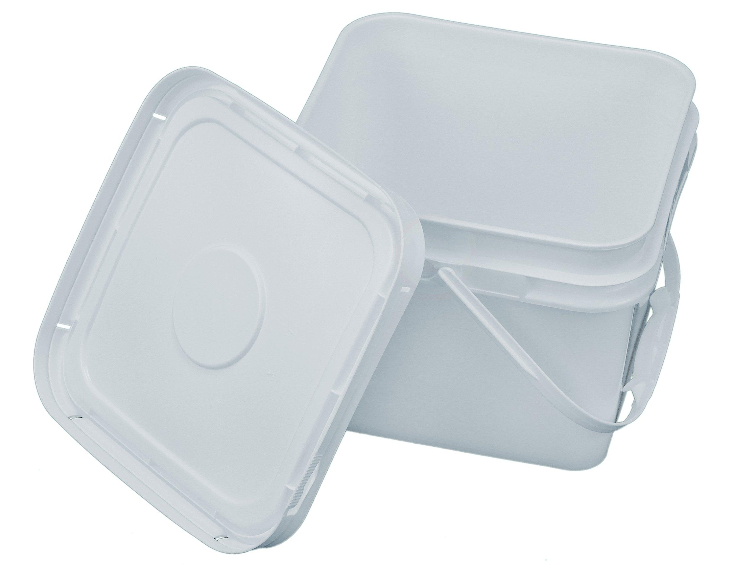 IPL Plastics Square 68 mil Bucket Kit, Twenty 2-Gallon Buckets with White Snap-on Lids