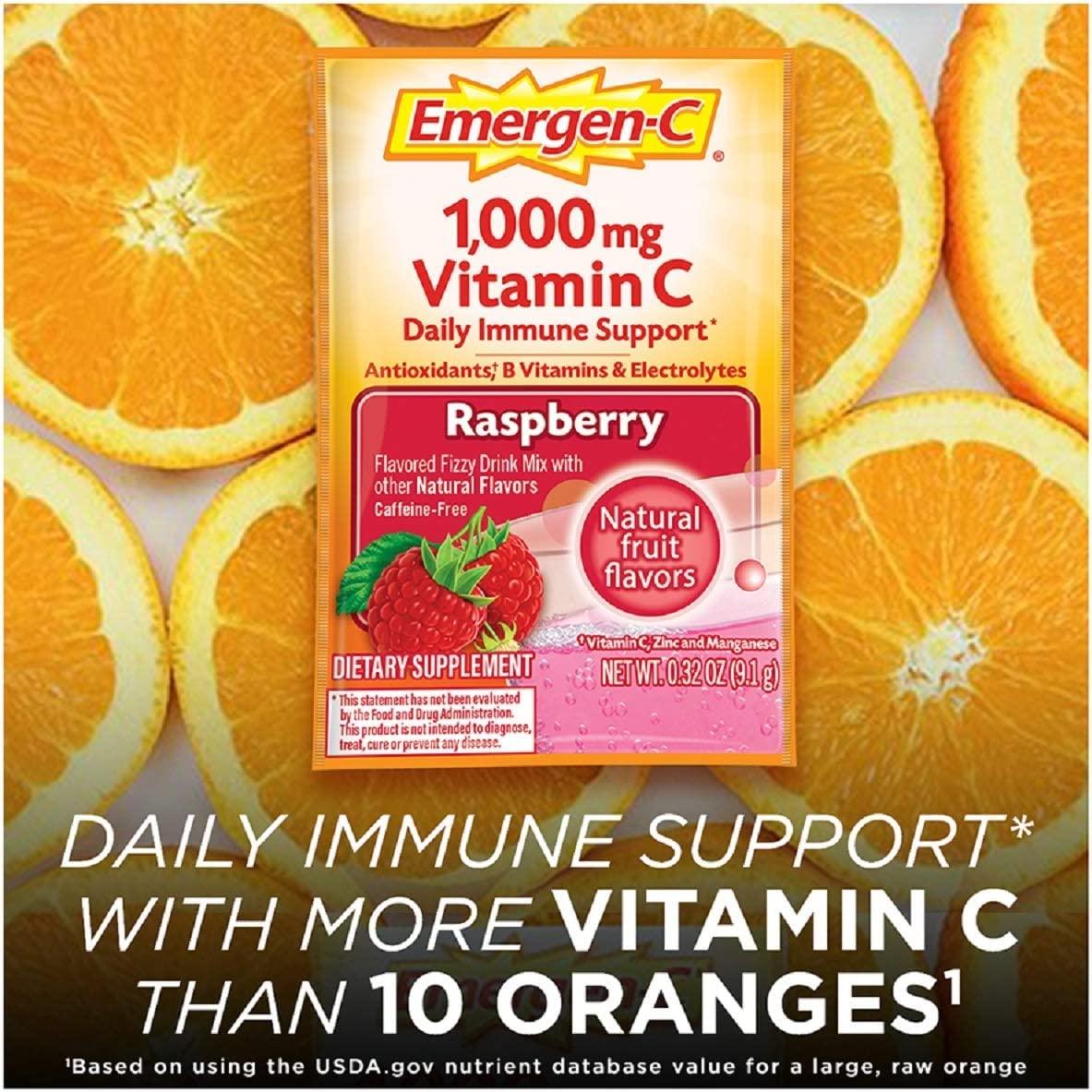 Alacer Alacer Emergen-C Vitamin C Fizzy Drink Mix Raspberry - 1000 Mg - 30 Packets