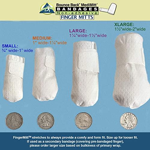 BOUNCEBACK MediMitt FingerMitt Non Adhesive Fingertip and Full Coverage Bandages with Fastening Strap (Large (10 Pack))