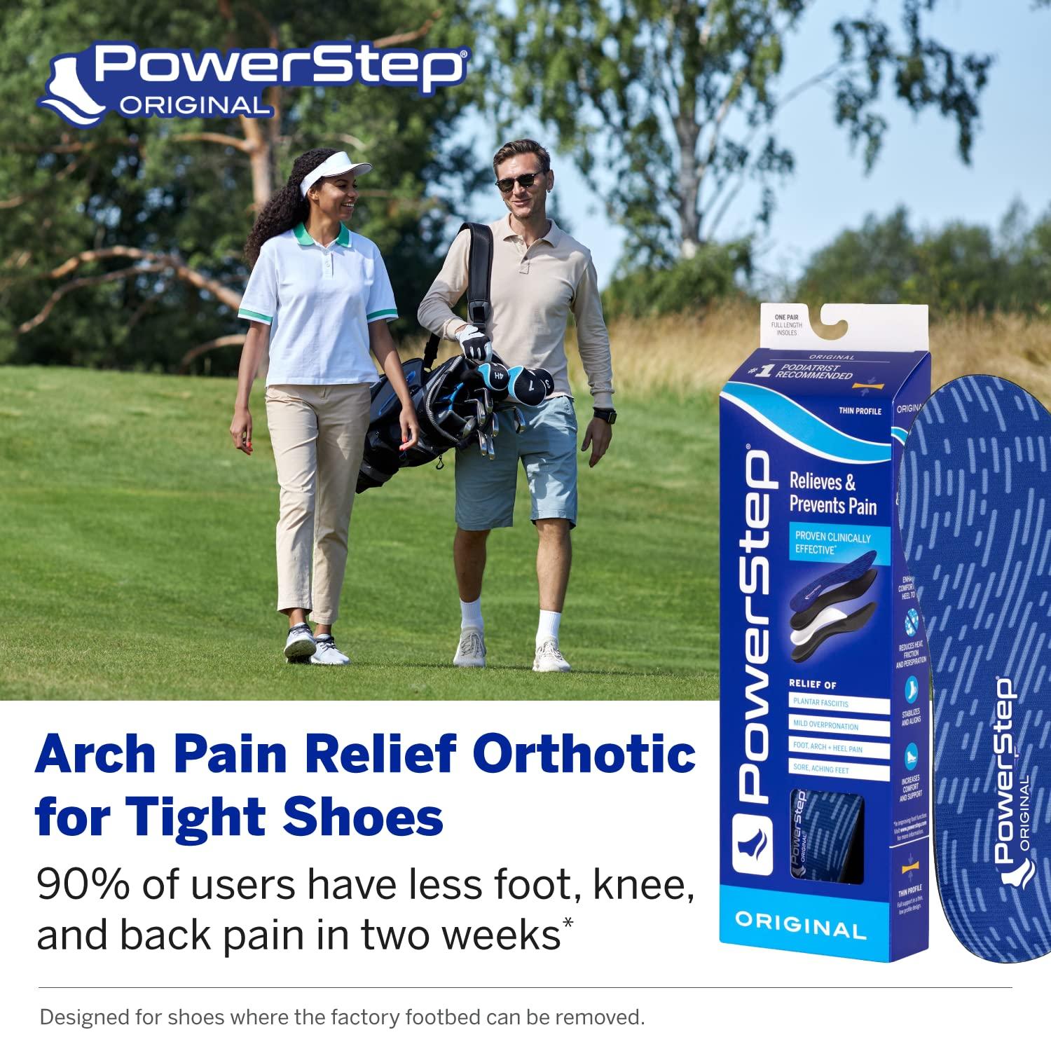 Powerstep PowerStep Original Insoles - Arch Pain Relief Orthotics for Tight Shoes - Foot Support for Plantar Fasciitis, Mild Pronation and Foot & Arch Pain - Shoe Inserts for All (M 12-13)