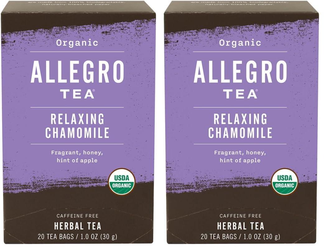Allegro Coffee Allegro Tea, Organic Relaxing Chamomile Tea Bags, 20 ct (Pack of 2)