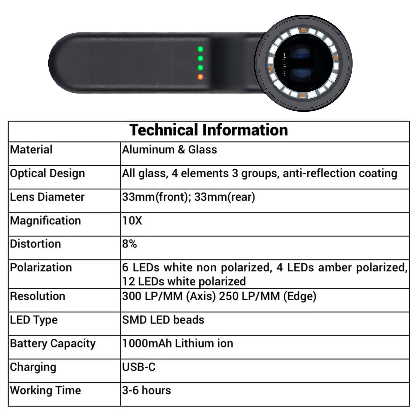 Iboolo&EooEye IBOOLO Professional Handheld 10X Magnify DE-4100 Dermatoscope
