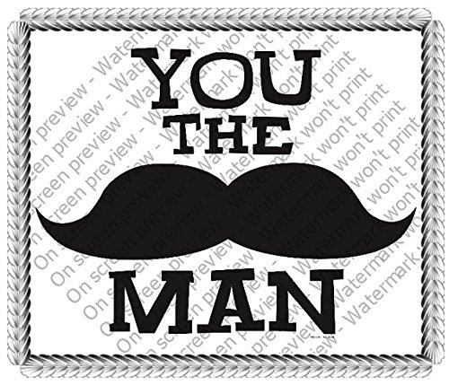 Art of Eric Gunty 2" Round - You The Man Mustache Birthday - Edible Cake/Cupcake Party Topper - D20070