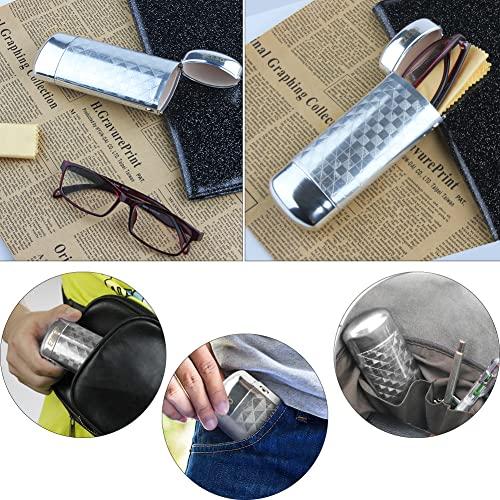EZESO ESSENTIAL SKINCARE EZESO Glasses Case Spectacle Case Box Aluminum Lattice Nearsighted Eyeglass Case for Small Frame (2 pcs Lattice Silver)
