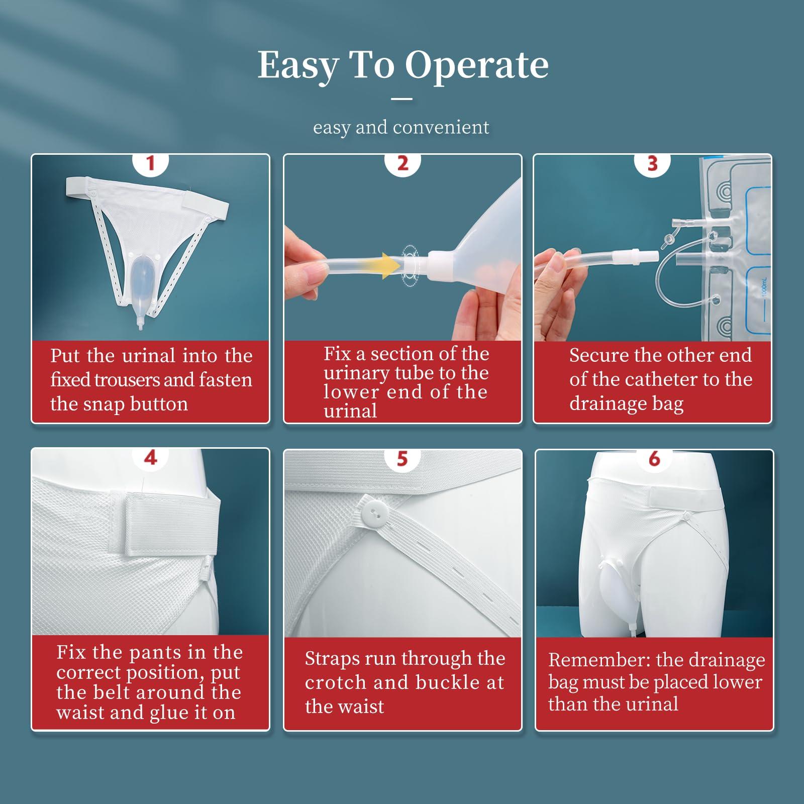 ENLUNTRA ENLUNTRA Wearable Urinary Drainage Bag for Men(2000 ML*1+1000 ML*2) Reusable Urine Collection BagUrinary Drainage Bag SystemElderly Urinalfor Bedridden Patients