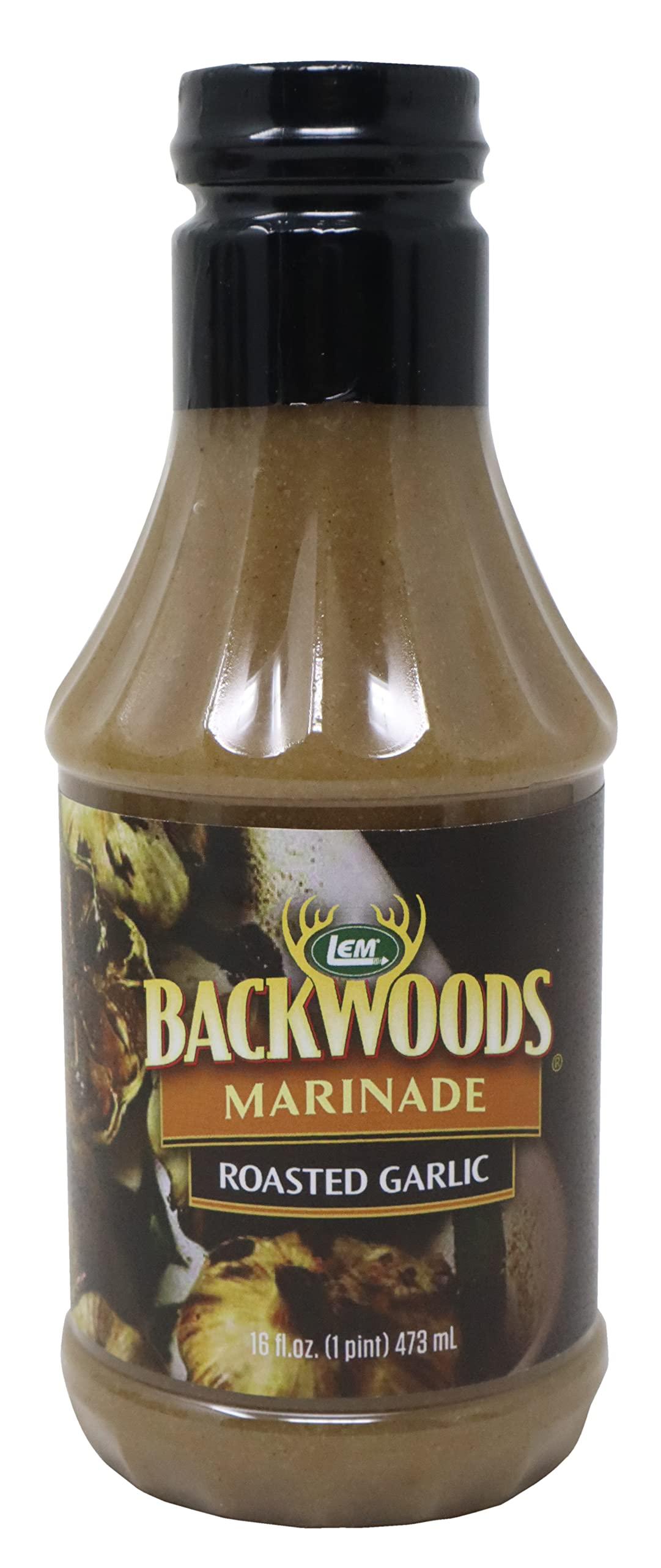 LEM LEM Products Backwoods Roasted Garlic Marinade, Great for Wild Game and Domestic Meat, 16 Fluid Ounce Bottle