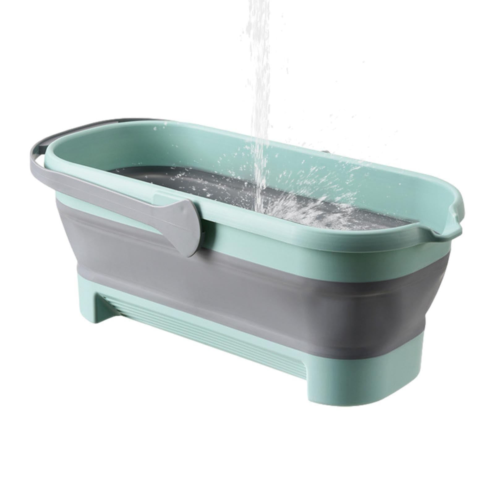 Naysku Large Collapsible Bucket - Collapsible Rectangular Handy Basket/Bucket, Portable Rectangular Folding Bucket with Sturdy Handle, Multiuse Water Bucket for Cleaning Mop, for Camping, Beach Trips