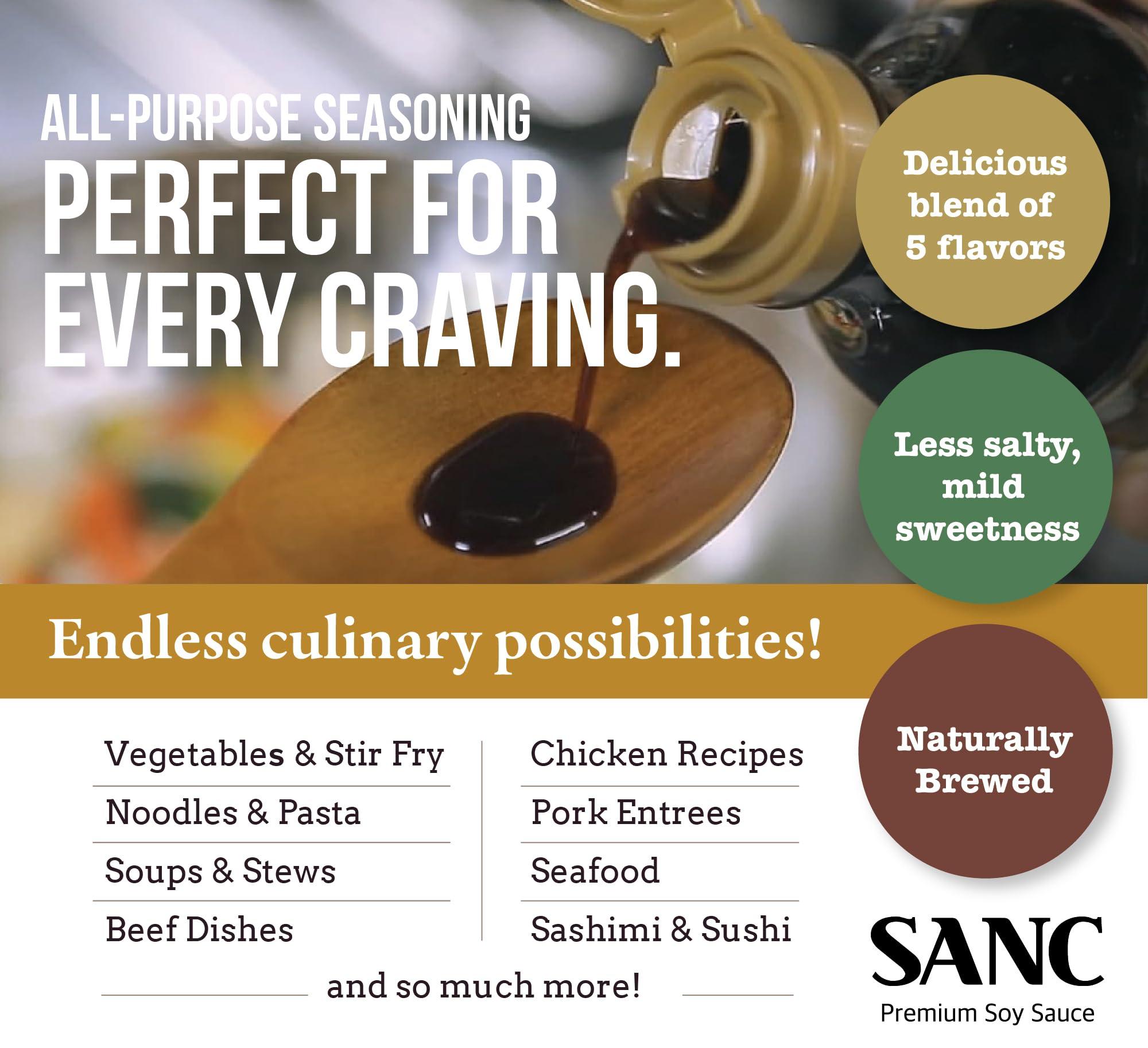 Shinangchon SANC All Purpose Korean Soy Sauce, 12.2 Fl Oz (Pack of 3) A Must-Have for Every Pantry, Low-Sodium Salt Substitute, NON-GMO Bean, No Artificial Additives, Naturally Brewed with Music Fermentation