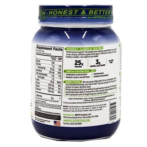 PERFORMANCE INSPIRED PERFORMANCE INSPIRED Nutrition - Isolate Whey Protein Powder - All Natural - 25G - Fast Absorbing - Added L-Glutamine - Contains BCAAs - Gluten Free - 2 lb - Gourmet Vanilla