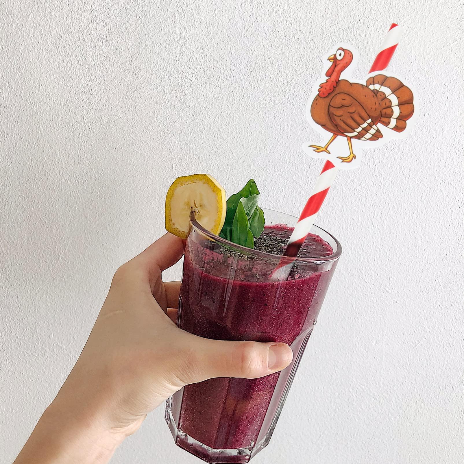 SEWACC 100pcs Thanksgiving Straw Milk Tea Straws Coffee Shop Straws Bar Straws Party Supplies Decorative Straw Beverage Straws Drinking Straws Paper Straws Thanksgiving Party Straws