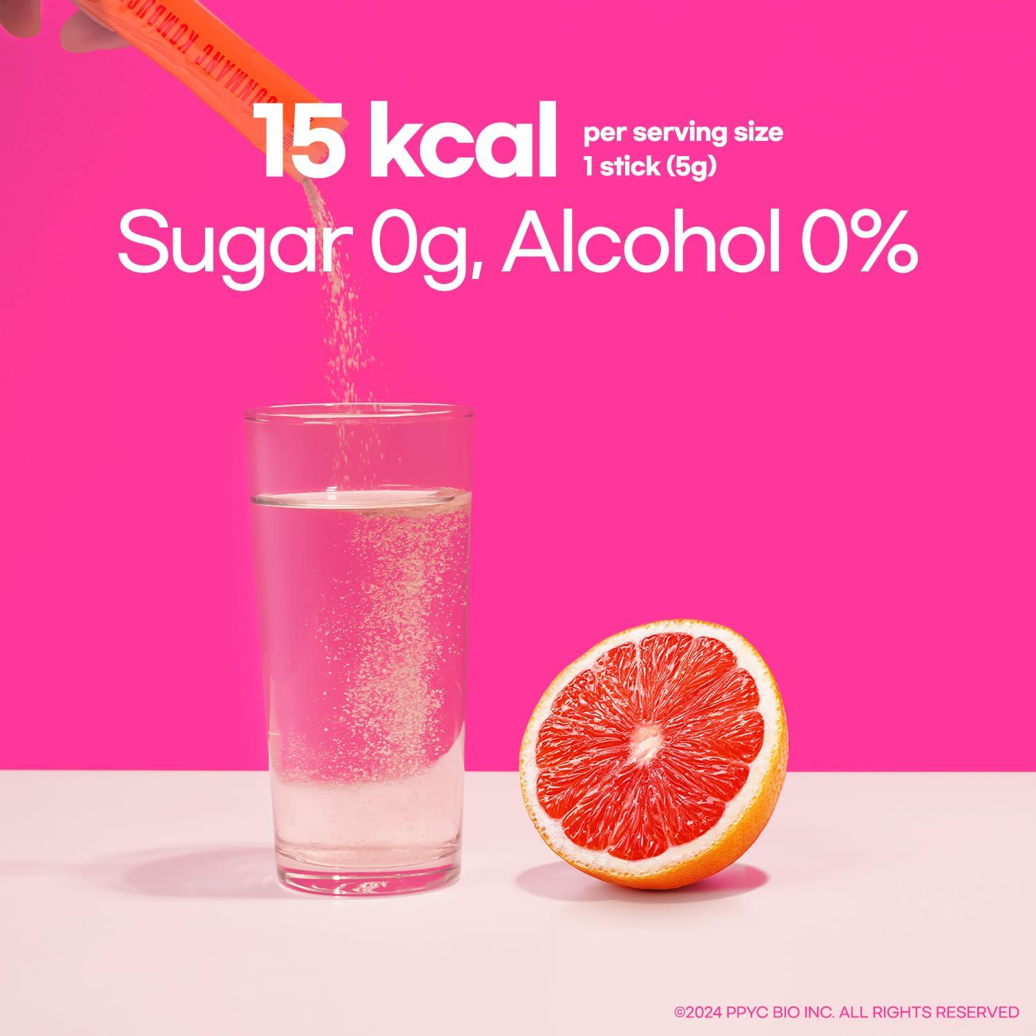 SUNMANC SUNMANC Kombucha 30 packets, Sparkling Probiotic Fermented Drink, Convenient Powdered Drink Mix, Tea Powder, Low Calories, Sugar 0g, Low Caffeine (Grapefruit)