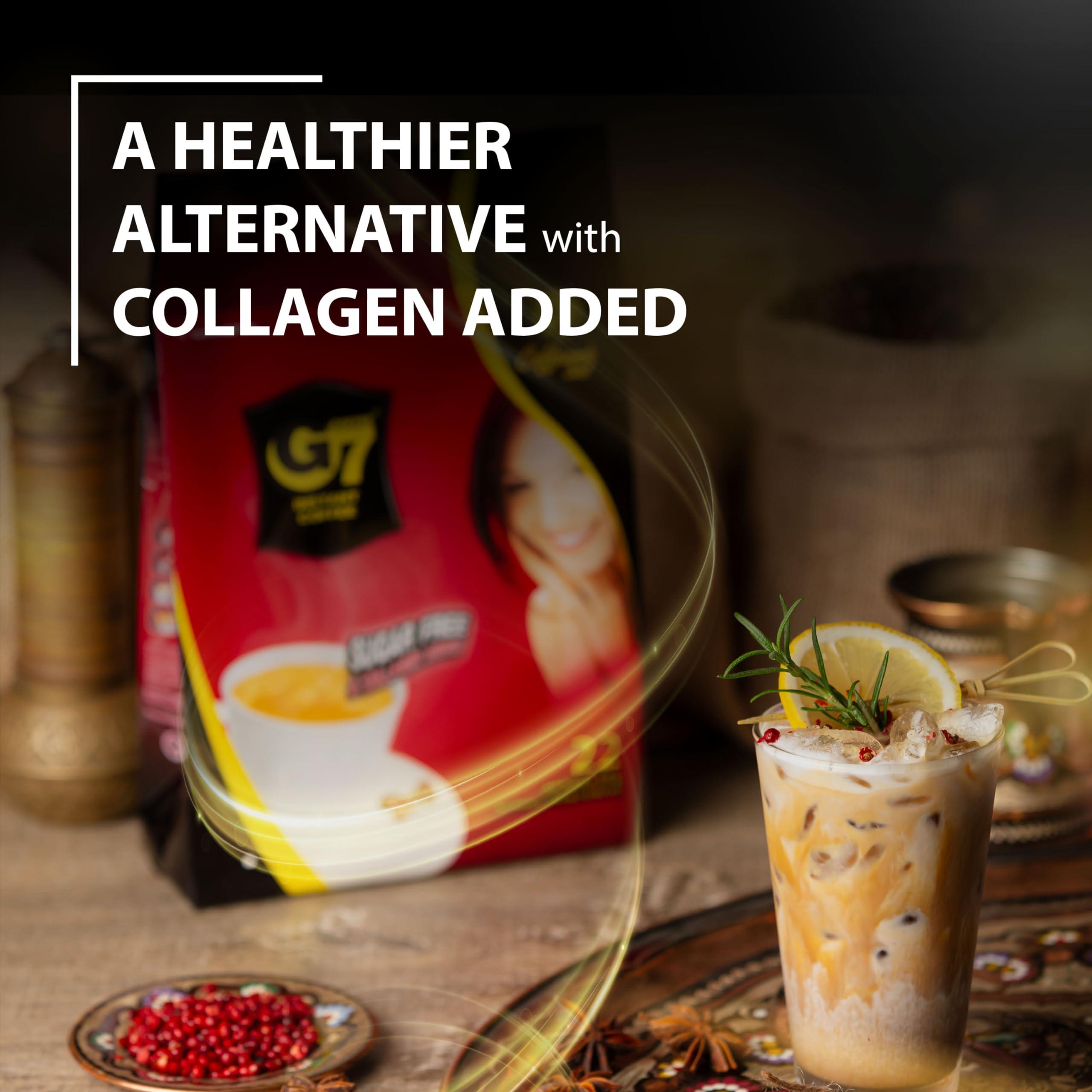 TRUNG NGUYÊN LEGEND TRUNG NGUYEN G7 3-IN-1 COLLAGEN ADDED & SUGAR FREE Instant Coffee for Energy Boost - Collagen Added, Low Caffein & Diet Sugar - Strong and Pure Vietnamese Instant Coffee (22 Sachets/Bag)