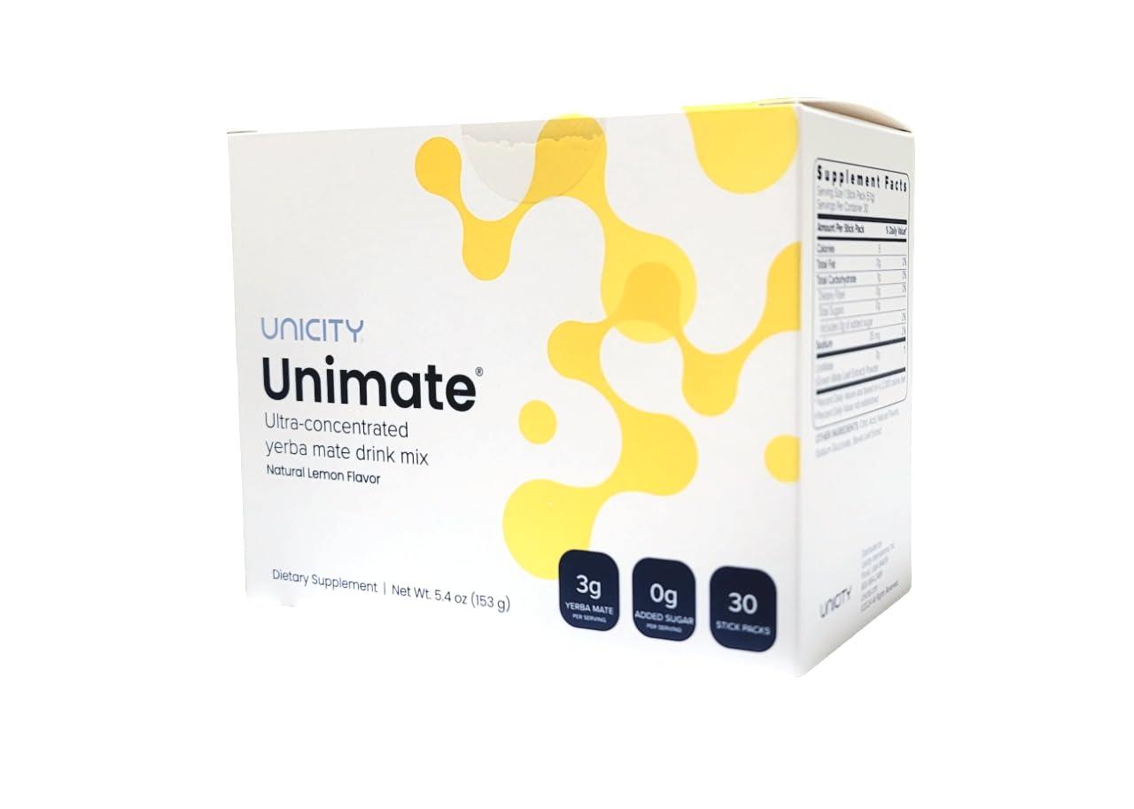Unicity UNICITY Unimate Natural LemonUltra Concentrated Yerba Mate Drink Mix (30 Packets) - Alternative to Coffee and Energy Drinks (30-Day Supply)