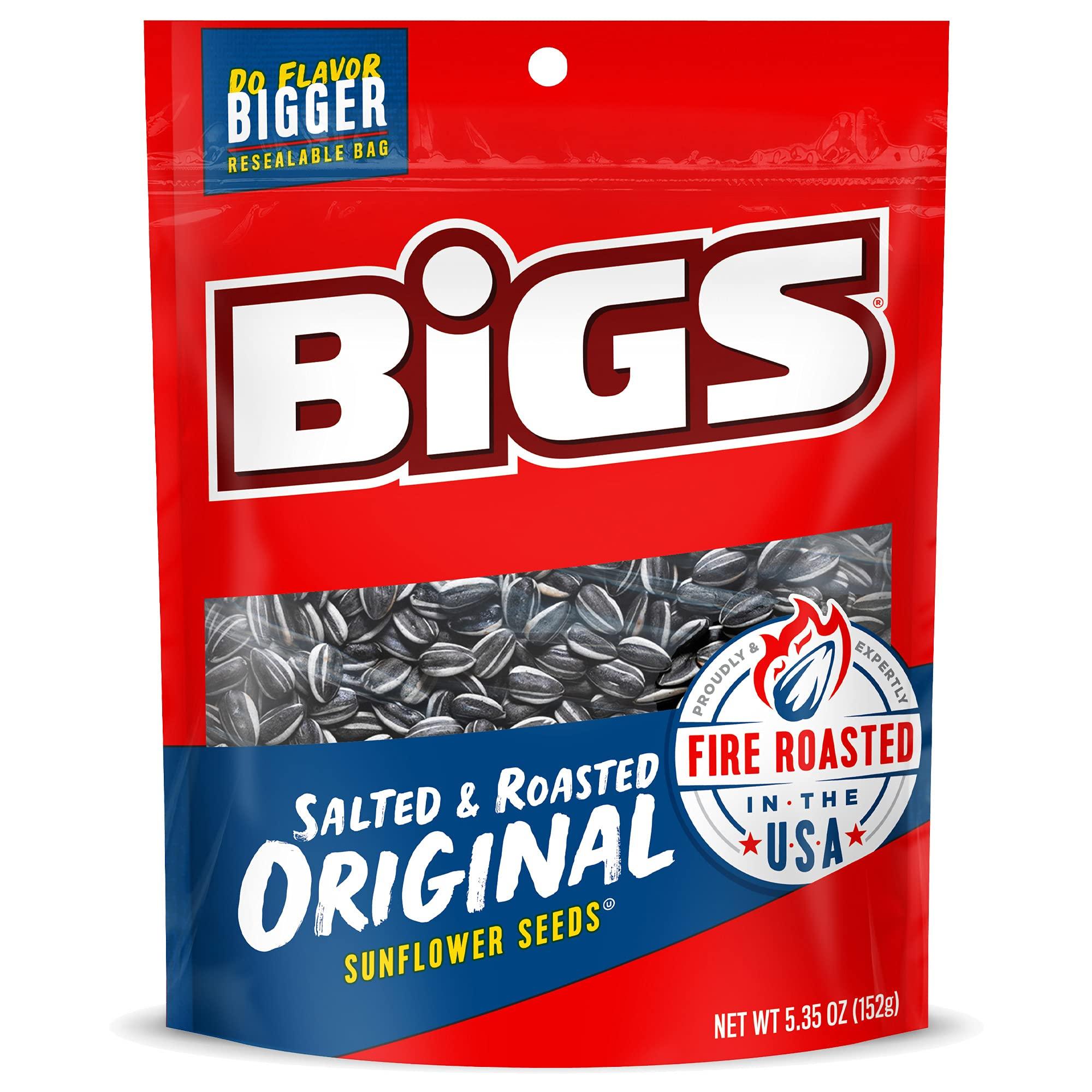 BIGS BIGS Salted & Roasted Original Sunflower Seeds, Keto Friendly Snack, 5.35-oz. Bag (Pack of 12)