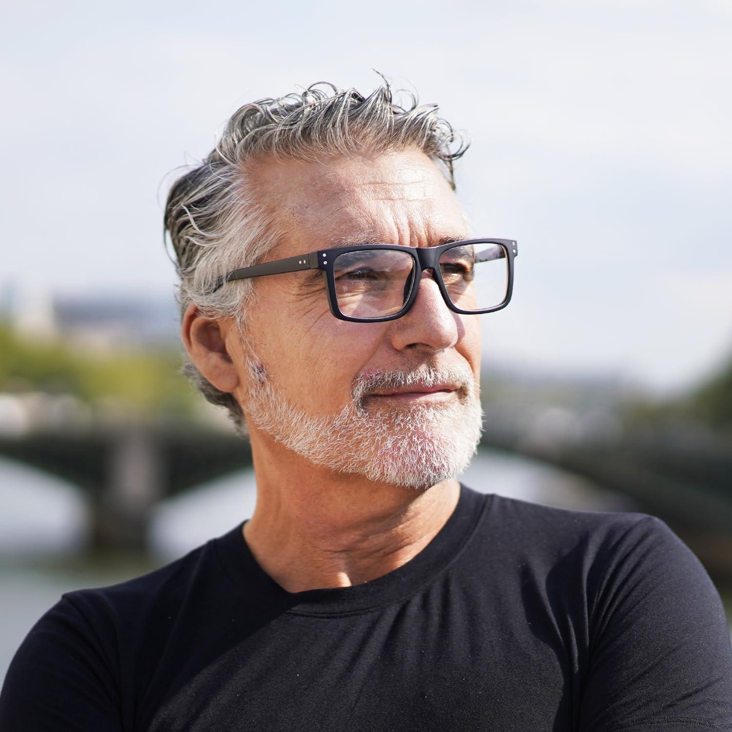 LUR Oversized Reading Glasses for Men 4.0 Large Square Readers Women 5 Pack Cheaters Glasses with Spring Hinges