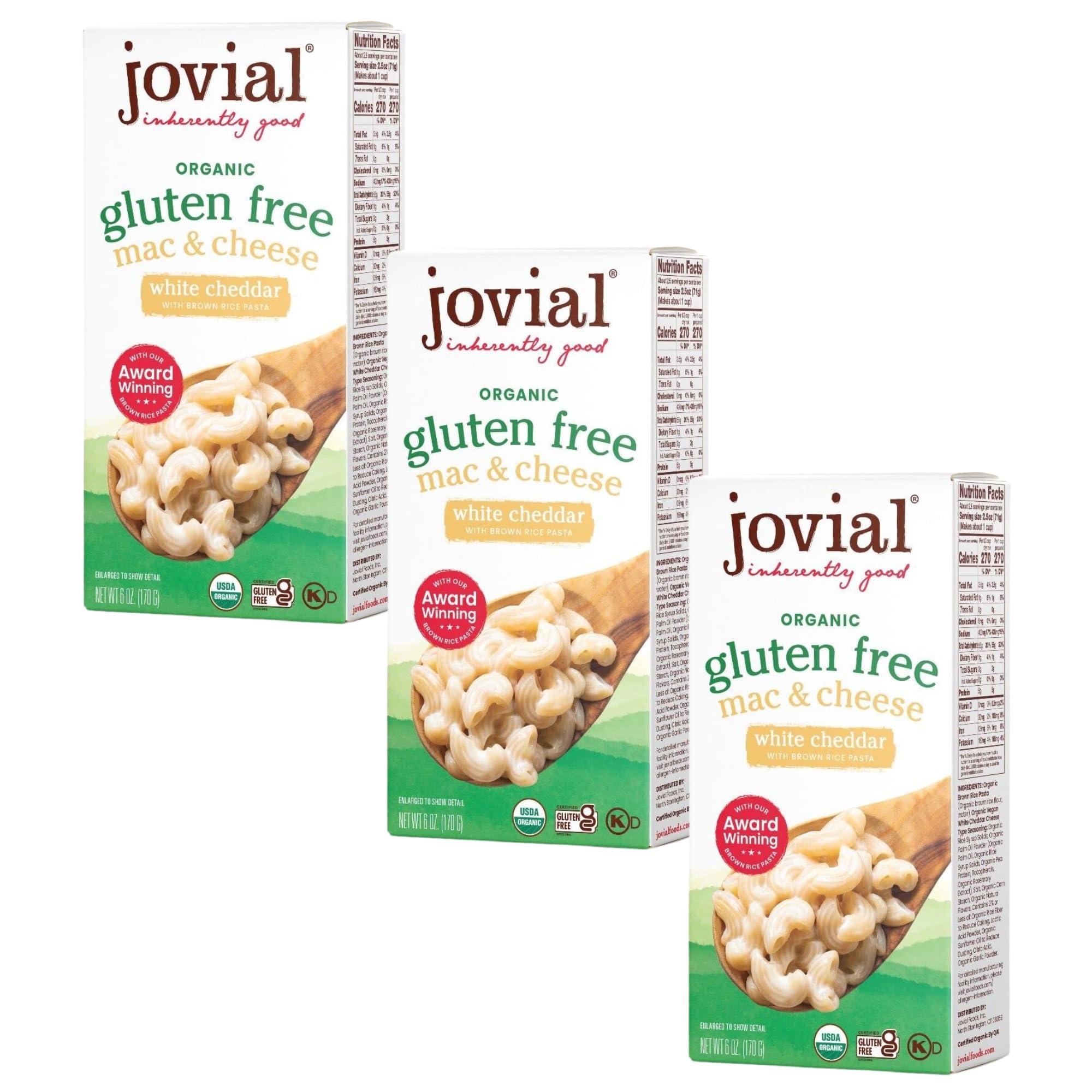 Jovial Jovial Organic Gluten Free White Cheddar Mac and Cheese - Whole Grain Pasta, Organic Pasta, White Cheddar Macaroni and Cheese, Gluten Free, Award Winning Taste, Made in Italy - 6 Oz, 3 Pack
