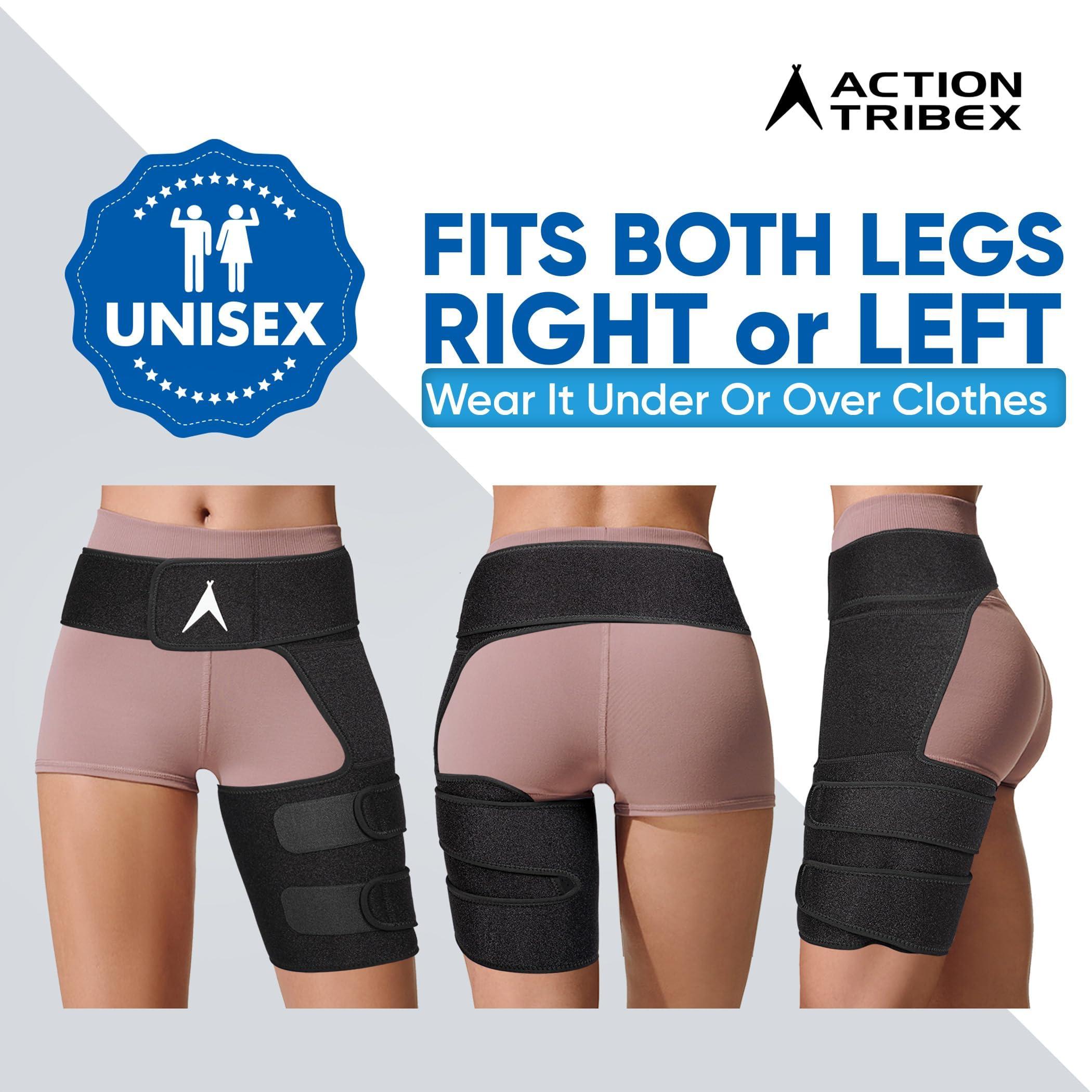 Action Tribex Action Tribex ATX Hip Brace for Sciatica Pain Relief Devices Adjustable Ortho Groin Compression Wrap, Hamstring & Thigh Brace for Women & Men Support for Sciatica Pain Relief Brace (M-L (Left/Right Leg))