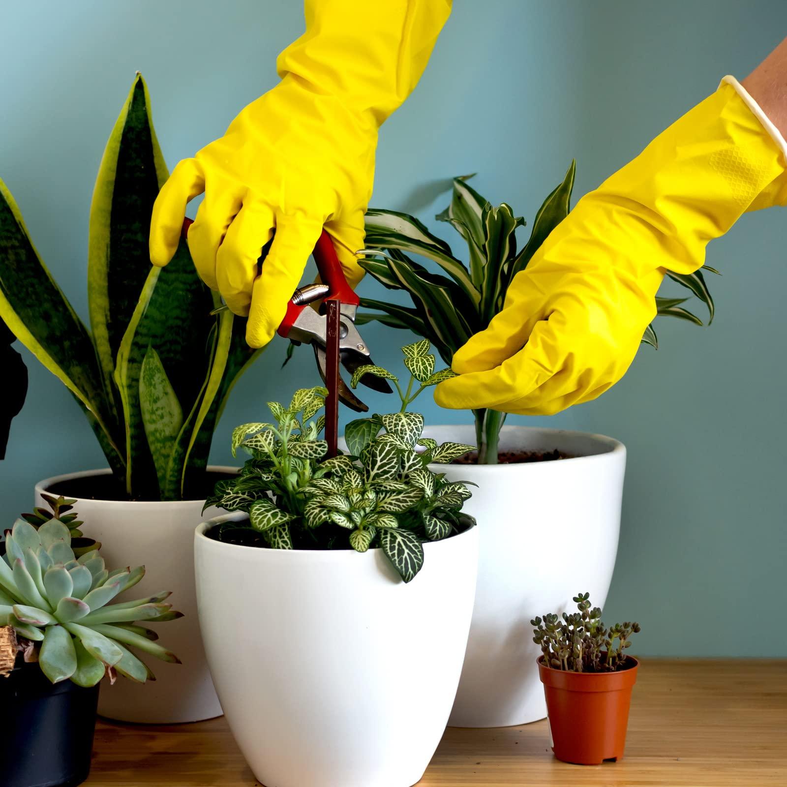 Bamllum Rubber Kitchen Dishwashing Gloves - 4 Pairs Colorful Reusable Household Cleaning Gloves for Washing Dishes and Cleaning Tasks, Flexible Long-lasting and Non-Slip (Large, Blue+Pink+Yellow+Orange)