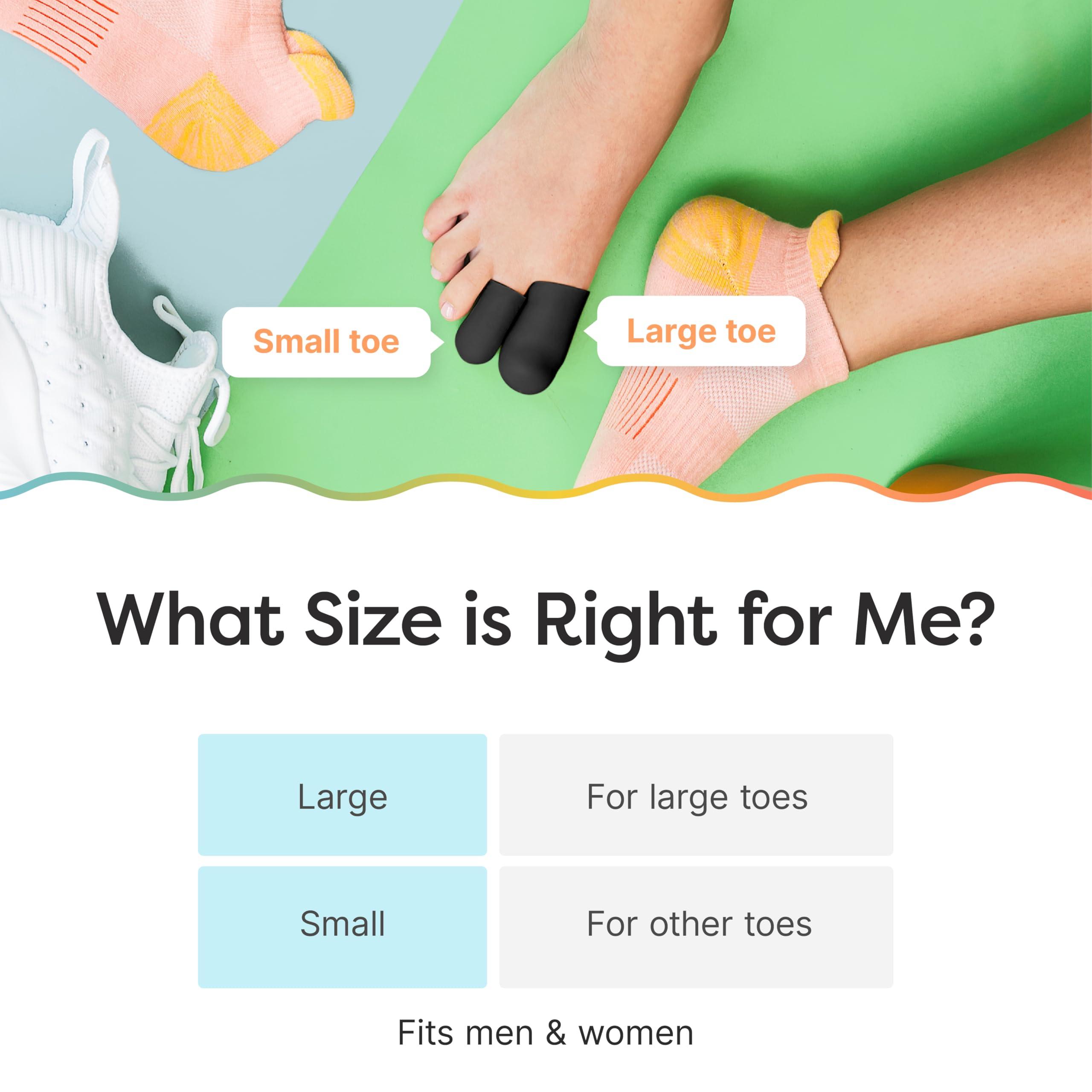 ZenToes ZenToes 6 Pack Gel Toe Cap and Protector - Cushions and Protects to Provide Relief from Missing or Ingrown Toenails, Corns, Blisters, Hammer Toes (Large, Black)