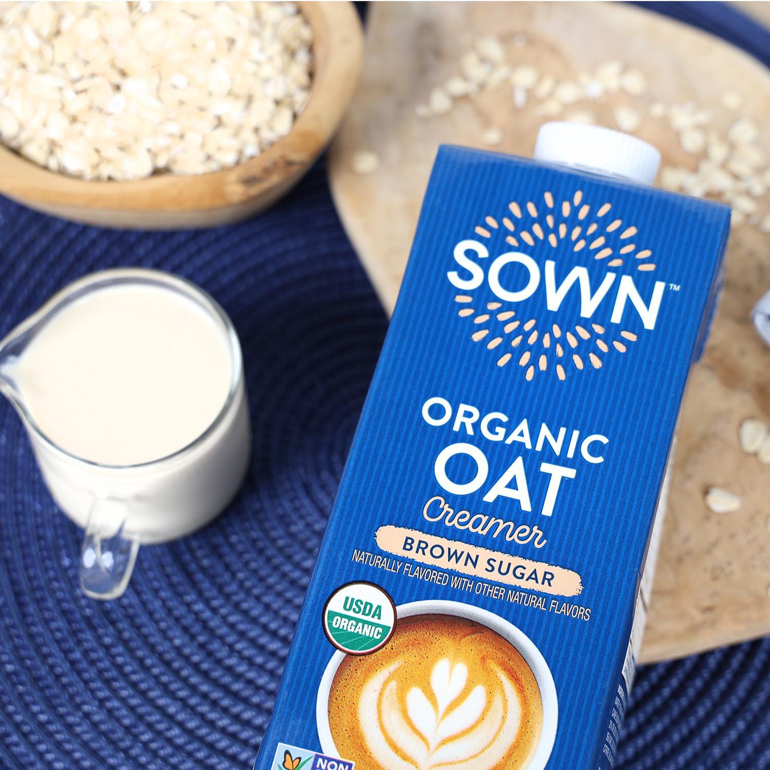 SOWN SOWN Organic Oat Creamer Brown Sugar - Barista Oat Milk Non Dairy Coffee Creamer - Plant Based, Dairy-Free, Vegan, Gluten-Free, Non-GMO, Shelf Stable - 32oz (Pack of 6)