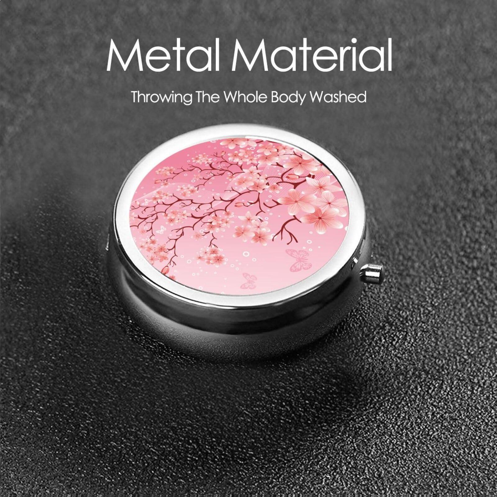 Yipoch Cherry Blossom Japanese Pill Box Small Daily Pill Box Organizer 3 Compartment Pill Case Cute Pill Organizer Vitamin Box Organizer Travel Pill Container Pill Box for Purse Mini Round Pill Dispenser