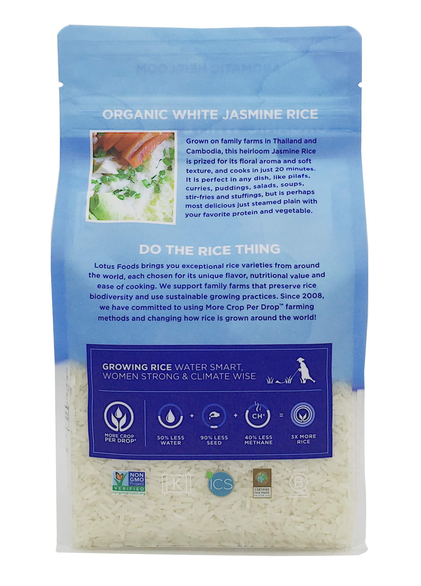Lotus Foods Lotus Foods Organic White Jasmine Rice - Jasmine Rice, Gluten Free White Rice, Organic Rice, Long Grain Asian Sticky Rice, USDA Organic, Vegan, Gluten Free - 30 Oz (Pack of 6)