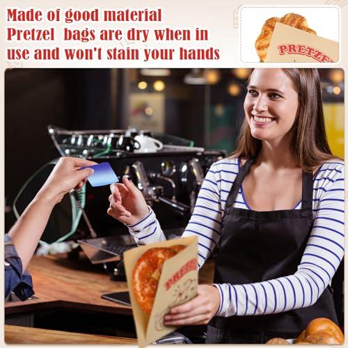 Colarr Colarr 400 Pcs Soft Pretzel Bags 6.69 x 7.09 Inch Paper Sandwich Wrappers Grease Resistant Double Open Bags Food Snack Cookie Chocolate Holder for Stands Wedding Birthday Christmas (Patterned Style)