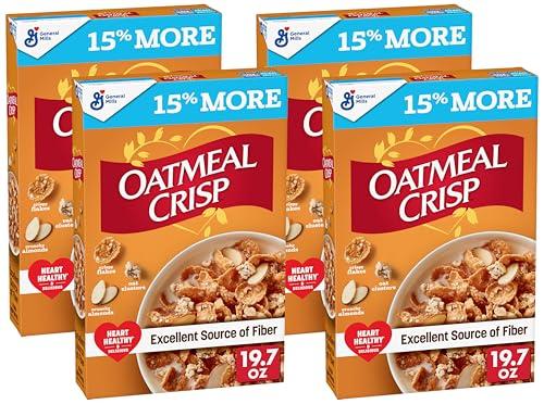 General Mills Oatmeal Crisp Breakfast Cereal with Almonds & Oat Clusters, Whole Grain, 19.7 oz (Pack of 4)