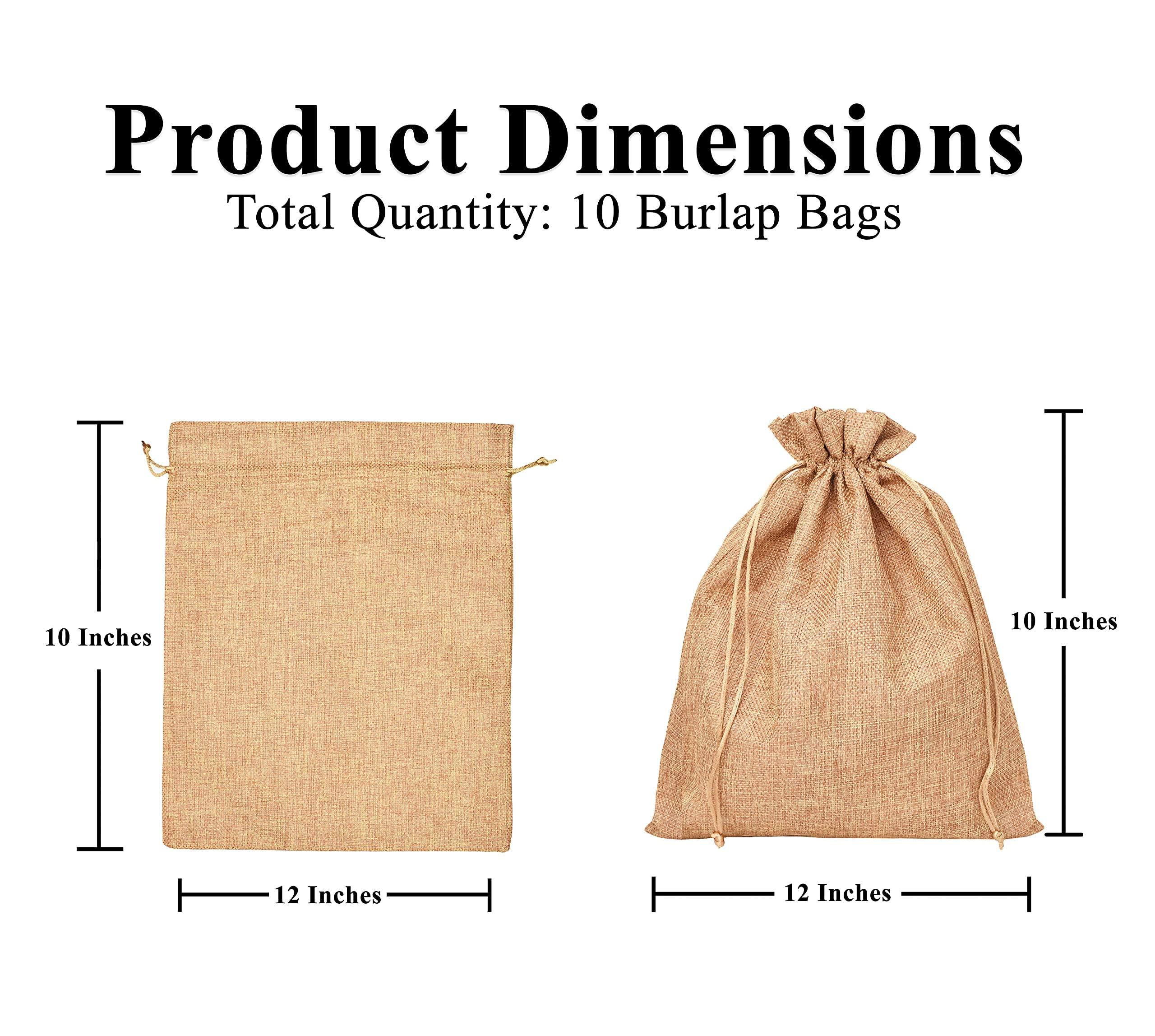 Mandala Crafts Mandala Crafts Burlap Bags with Drawstring - Small Drawstring Pouch Set - 10X12 Inches Bulk Rustic Linen Burlap Drawstring Bags for Burlap Gift Bags Wedding Party Coffee Candy Favor Bags 10 PCs