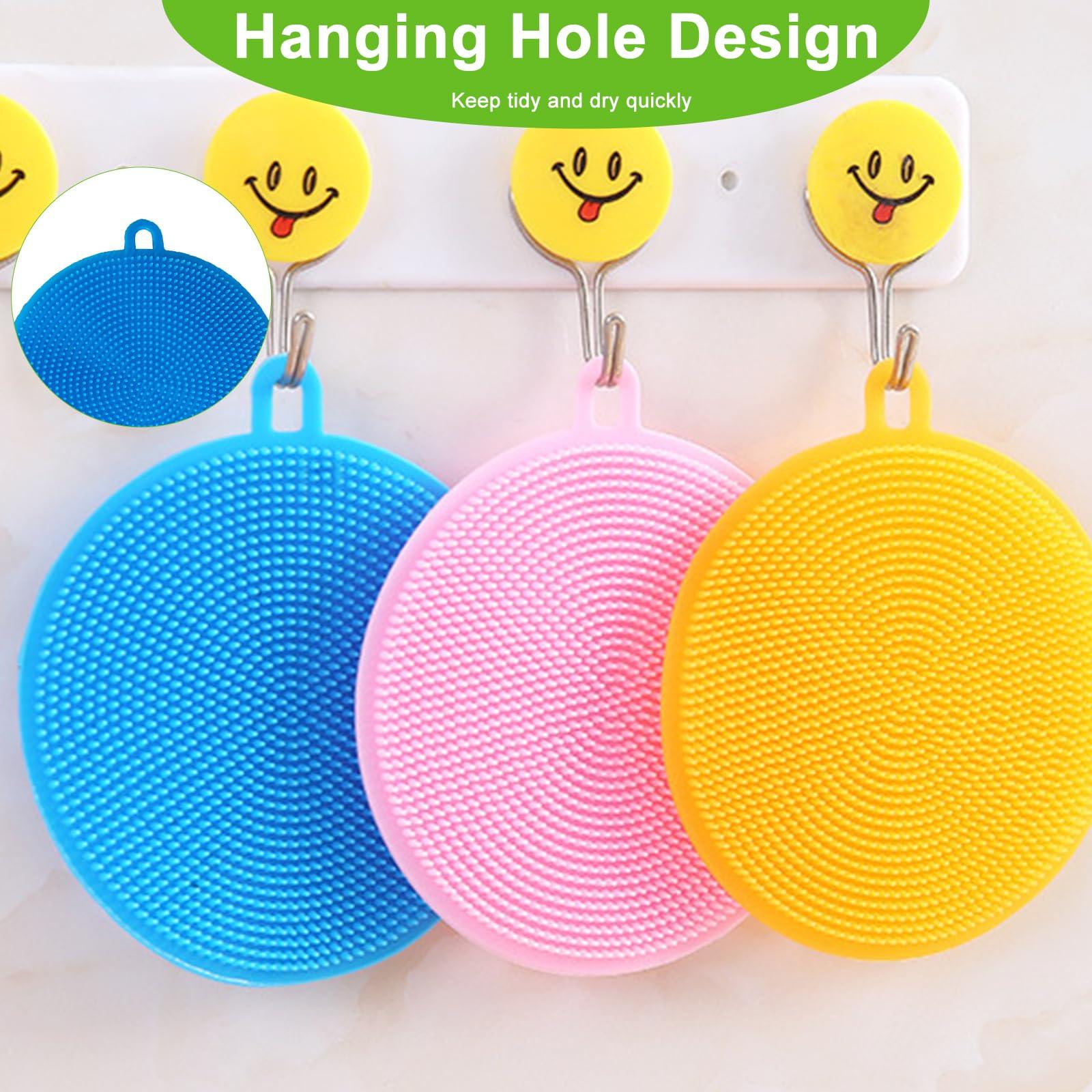 MISSJOJIAY Silicone Dish Scrubber, 12 Pack Silicone Sponge Dish Brush Food Grade BPA Free Reusable Rubber Sponges Dishwasher Safe and Dry Fast for Kitchen Dish Dishes Fruits Vegetables Washing and Cleaning