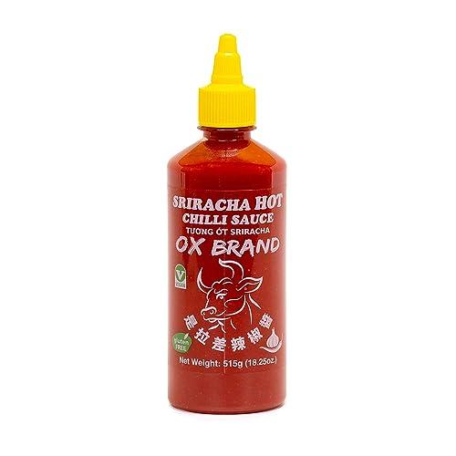 MISHIMA [MISHIMA] OX Brand Sriracha Hot Chili Sauce | Authentic Thai Flavor | Gluten-Free | Vegan | Halal-Certified | Spicy Culinary Delight (18.25oz x 1 Bottle)
