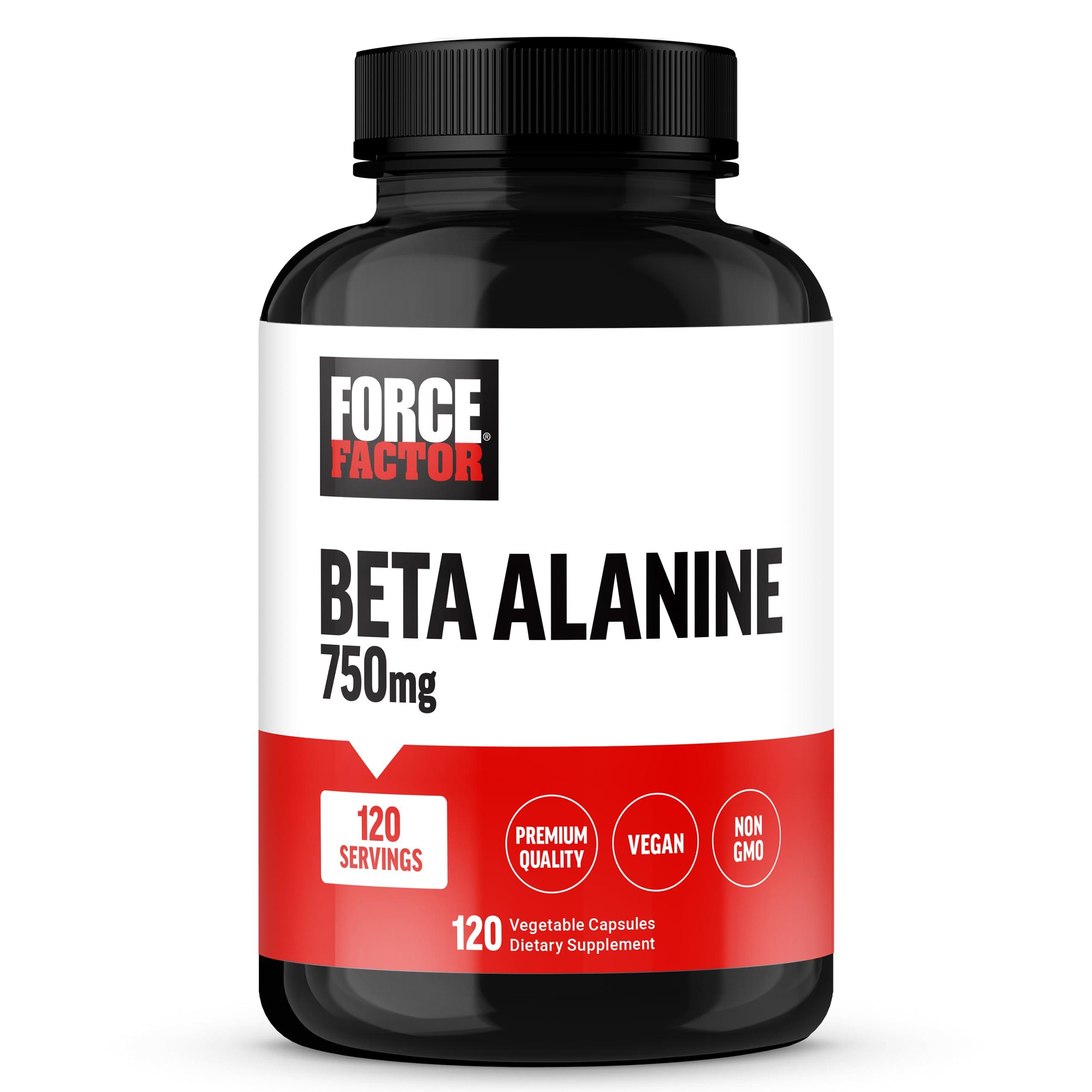 Force Factor FORCE FACTOR Beta Alanine Capsules, Beta-Alanine Endurance Supplement to Boost Performance & Reduce Fatigue, Clinical Dose, Premium Quality, Vegan, Non-GMO, 120 Capsules