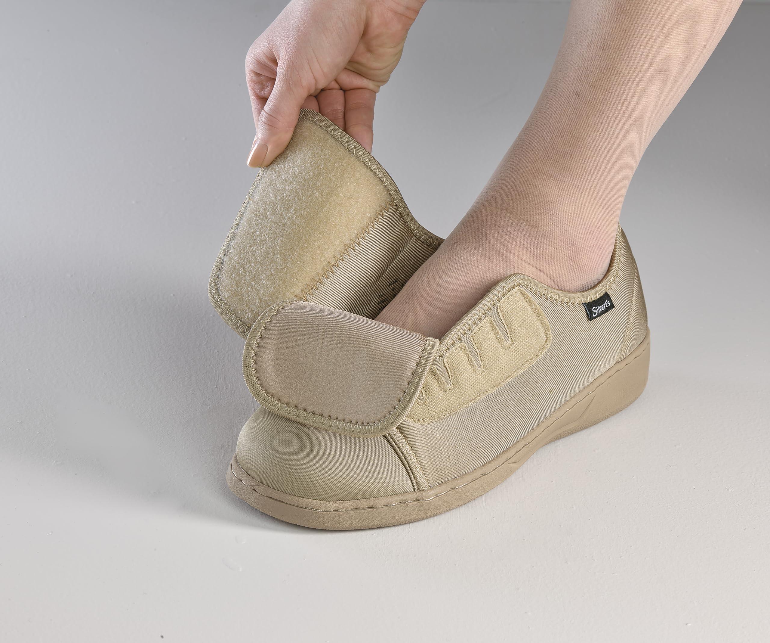 Silvert's Adaptive Clothing & Footwear Silvert's Adaptive Clothing & Footwear Women’s Ultra Comfort Flex Neoprene Extra Wide Shoes for Seniors - Beige 7