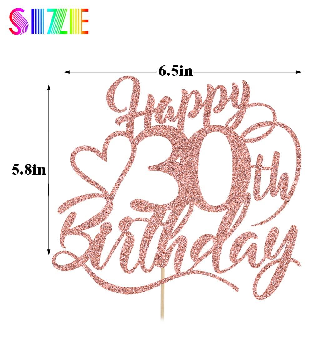 BIABISD Happy 30th Birthday Cake Topper for 30th Men and Women Birthday Party Decorations ? Cheers to 30 Years Cake Decoration (30)