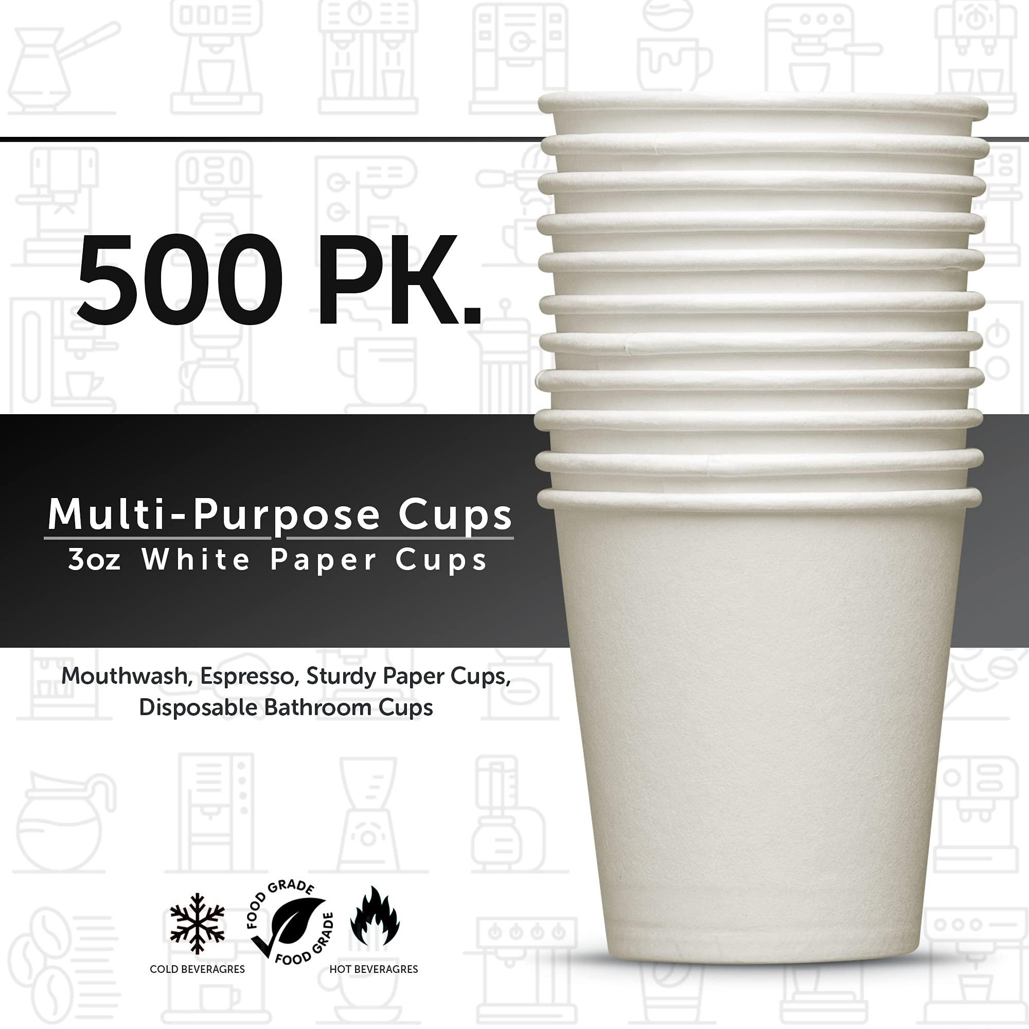Prestee Prestee 500 Pack 3oz Paper Cups - Disposable Paper Cups, Paper Coffee Cups for Espresso Hot Cups, Disposable Mini Bathroom Cups, Disposable Mouthwash Cups, Small Snack Cups for Water, 3 oz Paper Cups