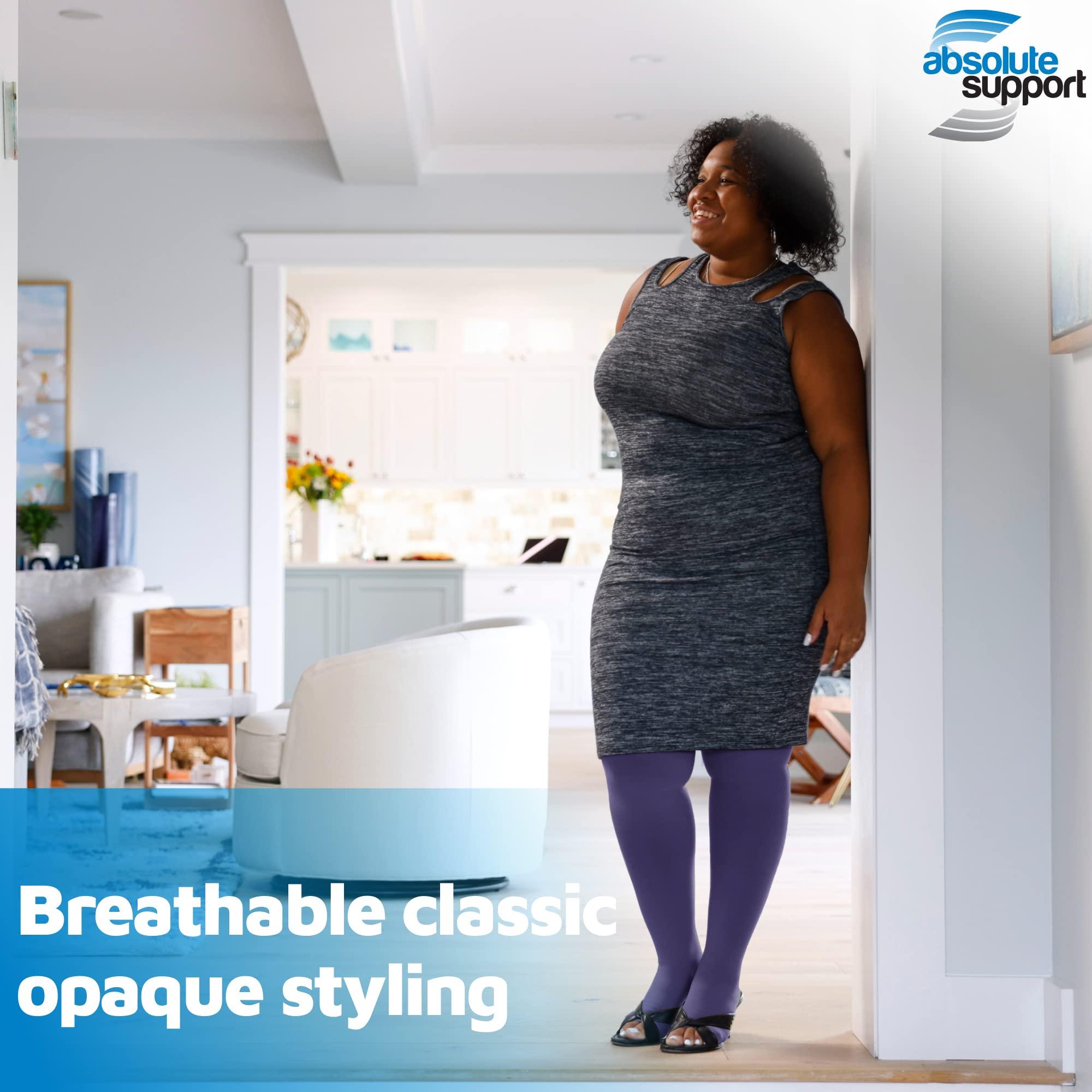 ABSOLUTE SUPPORT Plus Size Compression Tights for Women Circulation 20-30mmHg - Graduated Support Stockings with Open Toe for Varicose Veins, Arthritis, Edema, Embolism - Purple, 4X-Large - A214PR7