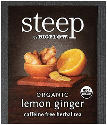 Bigelow steep by Bigelow Organic Lemon Ginger Herbal Tea, Caffeine Free, 20 Count (Pack of 6), 120 Total Tea Bags