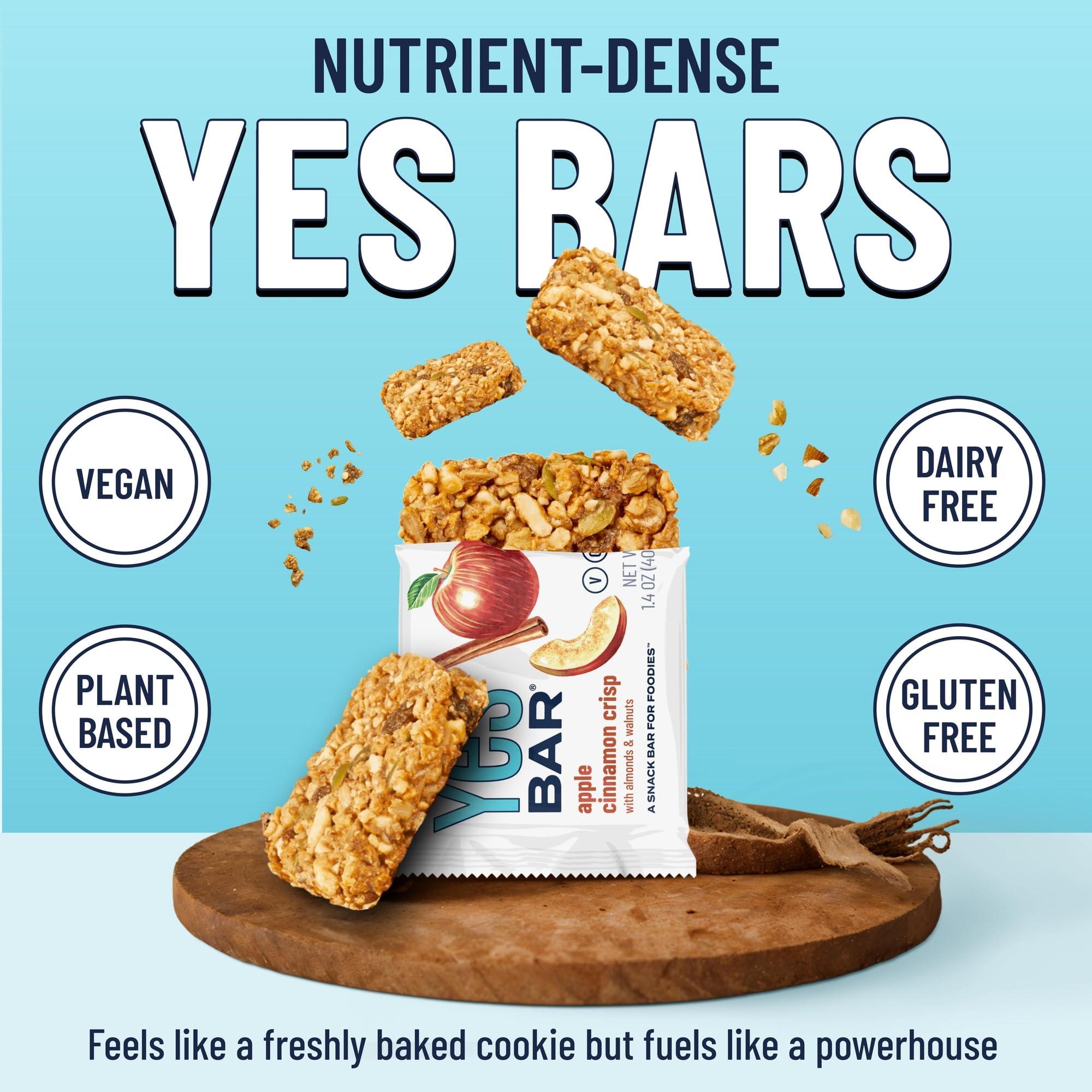 The YES Bar The YES Bar Apple Cinnamon Crisp – Plant Based Protein, Decadent Snack Bar – Vegan, Paleo, Gluten Free, Dairy Free, Low Sugar, Healthy Snack, Breakfast, Low Carb, Keto Friendly (Pack of 6)