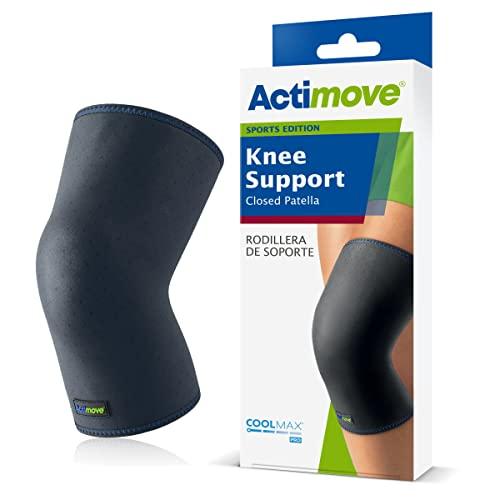 Actimove Actimove Sports Edition Knee Support Closed Patella with COOLMAX AIR Technology Sleeve for Pain Management For Strains, Sprains & Swelling - Left/Right Wear Navy, Small