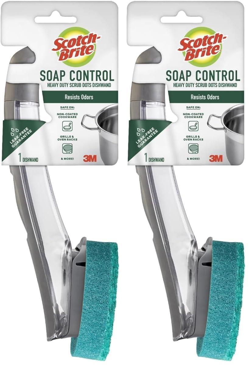 Scotch-Brite Scotch-Brite Heavy Duty Advanced Soap Control Dishwand, Control Soap with A Button, Keep Your Hands Out of Dirty Water, Long Lasting and Reusable (Pack of 2)