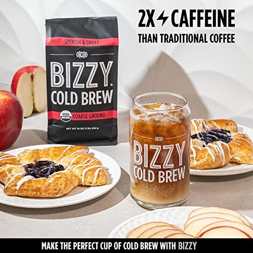 Bizzy Bizzy Organic Cold Brew Coffee | Smooth & Sweet Blend | Coarse Ground Coffee | Micro Sifted | Specialty Grade | 100% Arabica | 1 LB