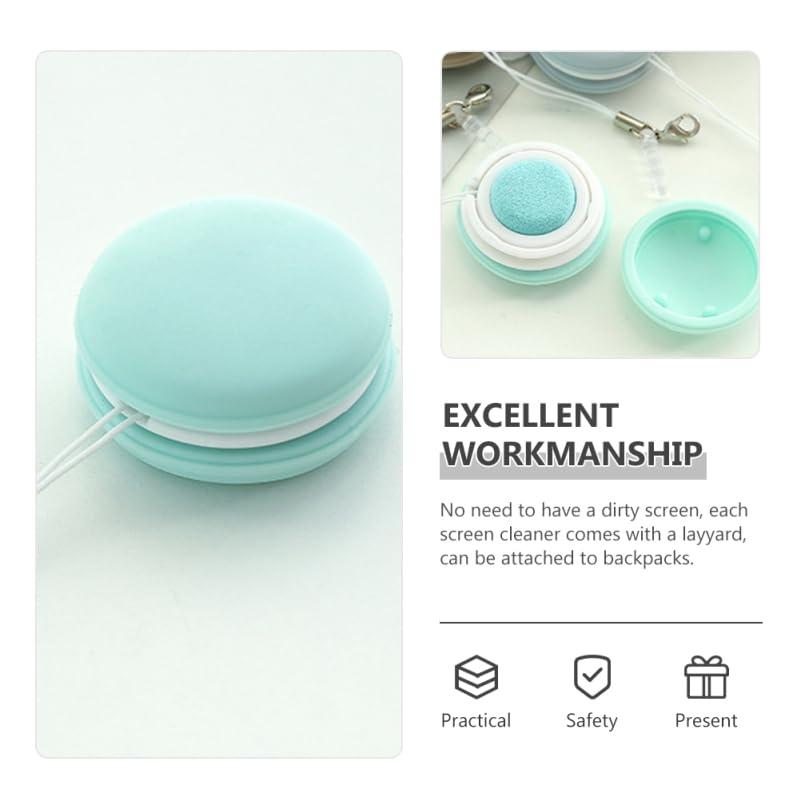 Healifty Healifty Pouch Microfiber Cleaning Cloth Macaron Shape - 4pcs Portable Lens & Screen Cleaner Cloth Keychain Mini Phone Screen Wiper Glasses Eyeglass Brush (Pink,Blue,Green,Khaki)