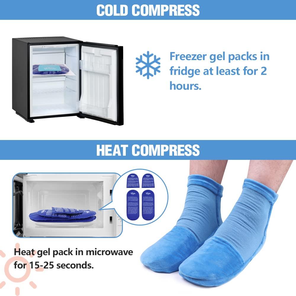 Hilph Hilph Cold Therapy Socks for Feet Pain Relief, Foot Ice Pack Cooling Socks with Reusable 4 Gel Ice Packs for Hot Feet, Neuropathy, Chemo, Plantar Fasciitis, Swelling, Post Partum Foot (Large)