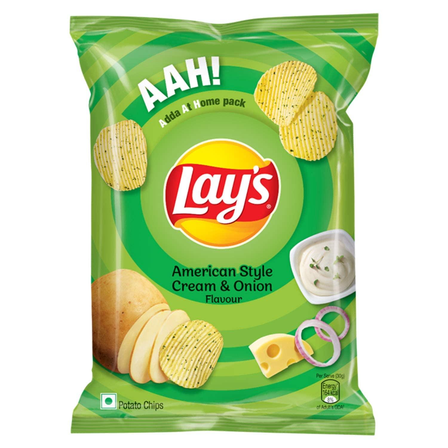 Great Bazaar Lay's American Cream Onion Indian Chips Pack of 3