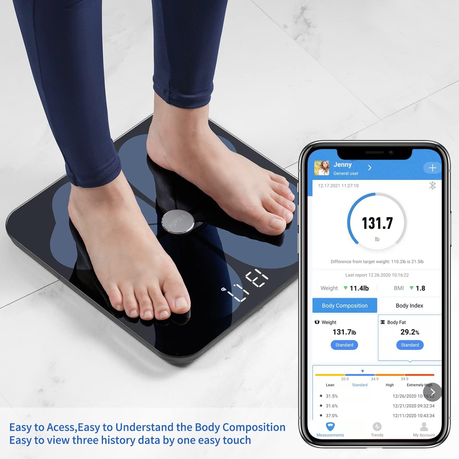 Vitafit Vitafit Smart Body Fat Weight Scale for Body Composition Monitors, Weighing Professional Since 2001, Digital Wireless Bathroom Scale for BMI Fat Water Muscle with App,400lb, Black