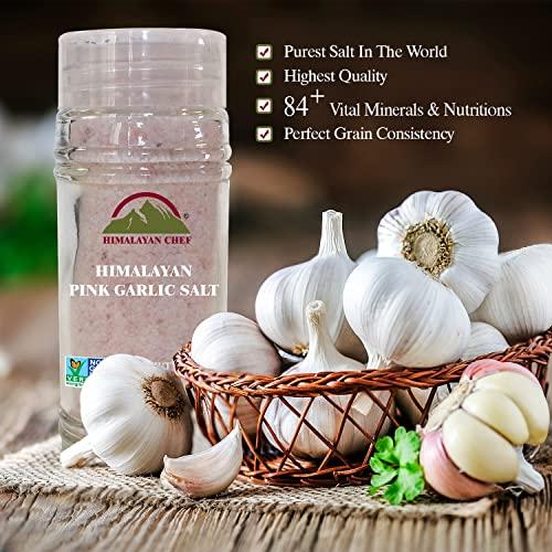 Himalayan Chef Himalayan Chef Himalayan Pink Garlic Salt -3.6 Oz (Pack of 1), Small Grinder of Garlic Salt Seasoning, Natural & Certified