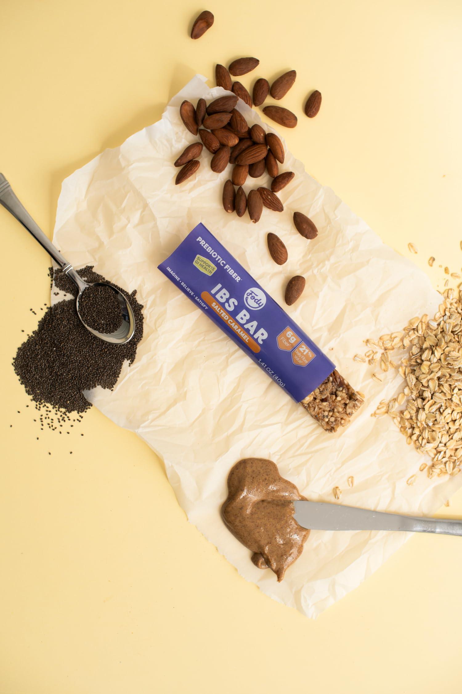 Fody Fody Foods IBS Bar | Salted Caramel | Low Fodmap Snack | Supports GI Health | 6 Grams Prebiotic Fiber | Gluten Free & Lactose Free, Vegan | Pack of 12