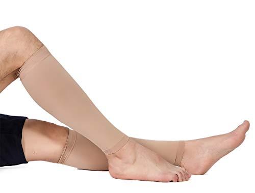 TOFLY TOFLY® Calf Compression Sleeve for Men & Women, 1 Pair, Footless Compression Socks 20-30mmHg for Leg Support, Shin Splint, Pain Relief, Swelling, Varicose Veins, Maternity, Nursing, Travel, Beige 5XL