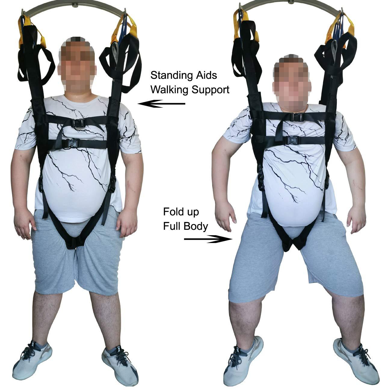 AmyBy Patient Lift Standing Aids Walking Toileting Sling Medical Transfer Belt Fold Up Invalid Full Body Adjustable Strap Support Leg Foot Bariatric Exercisers with Commode Opening Free Black AmyBy